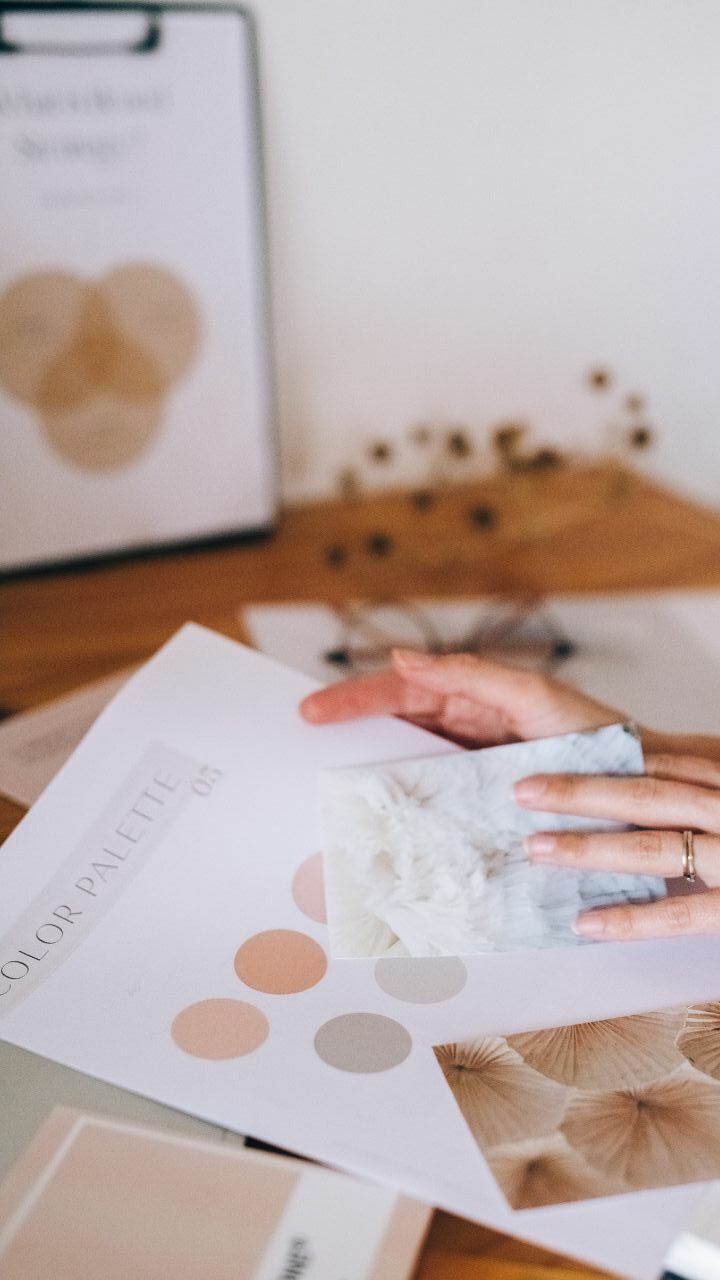 Wedding designer moodboard with colors textures and decor ideas