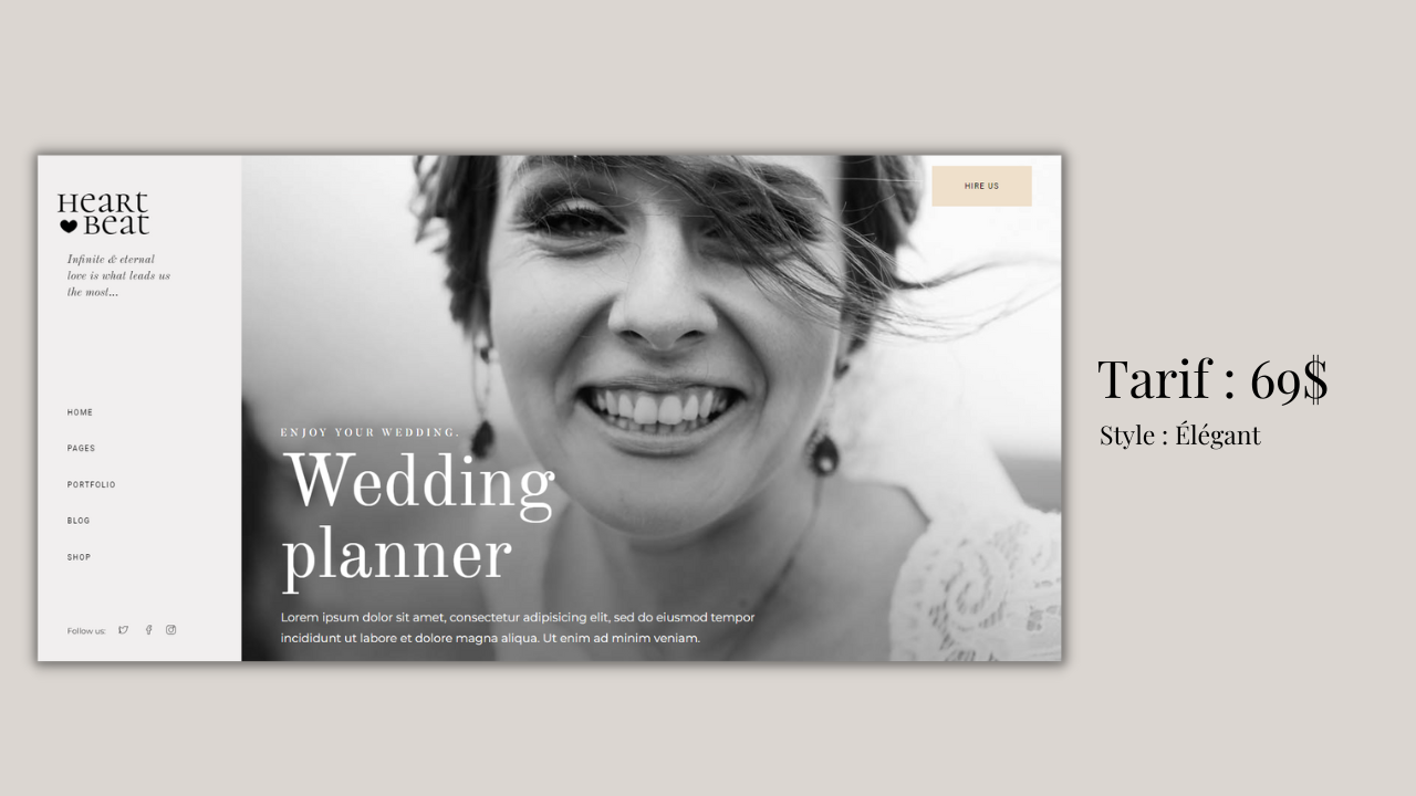 WordPress theme preview for a premium wedding planner website